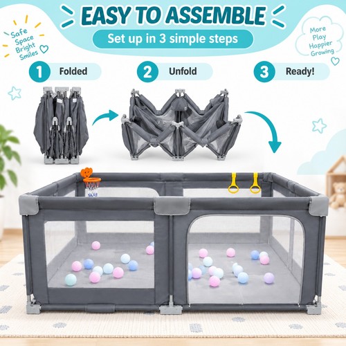 Large foldable baby playpen - large,