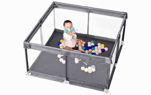 Square grey mesh baby play - baby,