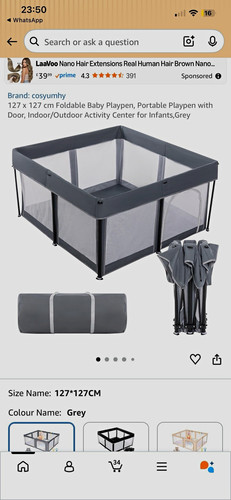 Foldable baby play pen 127cm - foldable,