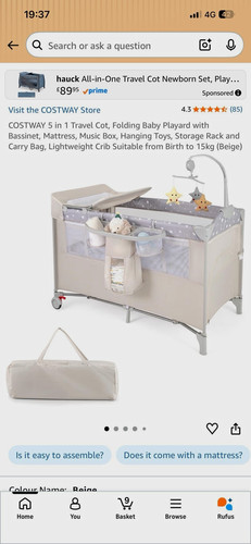 Costway 5in1 travel - travel, cot